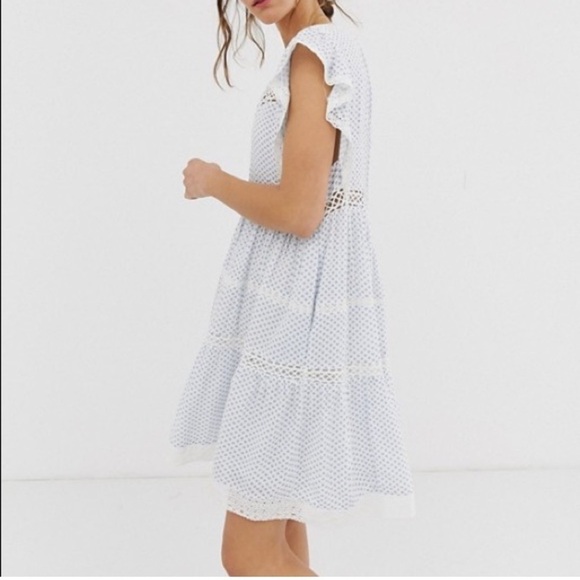 Free People Retro Kitty Crochet Lace Accent Floral Shift Mini Dress Size Small - Picture 14 of 14